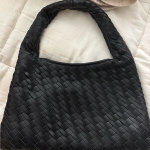 Elegant Black Woven Tote Bag